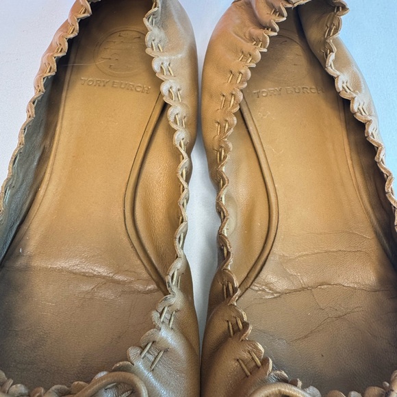 Tory Burch Reece-Mostico Leather Ballet Flats Size 7.5 Color Royal Tan - Picture 8 of 13